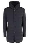 Duno Hooded Down Jacket With Quilted Design In Black