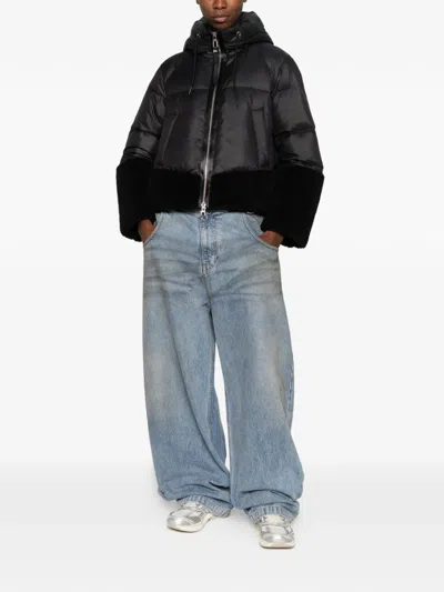 Duno Hooded Faux-fur Trim Jacket In Black
