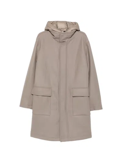 Duno Hooded Layered Coat In Gold