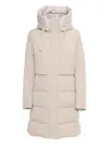 Duno Quilted Hooded Down Coat With Snaps And Drawstring In Neutral