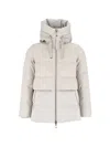 Duno Padded Quilted Jacket With High Collar And Hood In Red