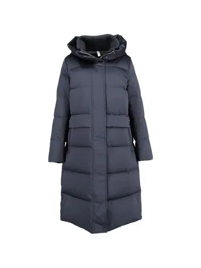 Duno Hooded Quilted Coat In Blue