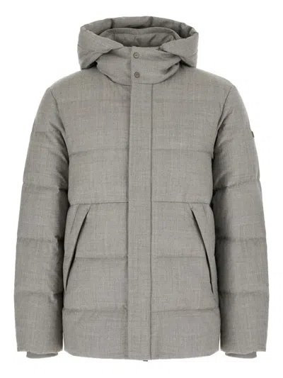 Duno Hooded Quilted Jacket In Gray