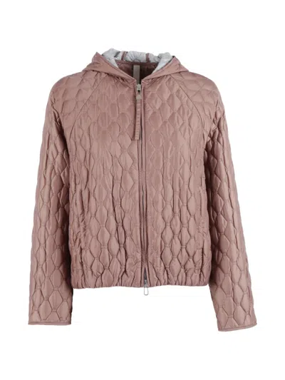 Duno Hooded Quilted Jacket In Pink