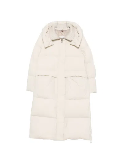 Duno Hooded Quilted Oversized Puffer Coat In Neutral