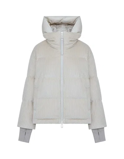 Duno Lightweight Short Down Jacket In Pure Wool In White