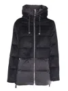 Duno Two-tone Down Coat With Textured Upper In Black