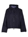 Duno Quilted Black Jacket With Hood In Blue