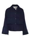 Duno Cropped Jacket With Classic Collar In Blue