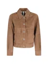 Duno Short Mini Jacket With Pocket Detail And Button Accents In Brown