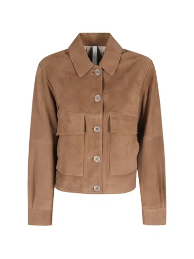 Duno Joan Button-fastening Pocket Jacket In Brown