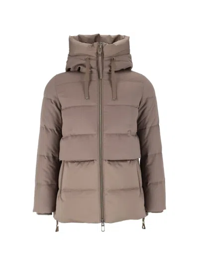 Duno Keiko Hooded Quilted Down Jacket In Brown
