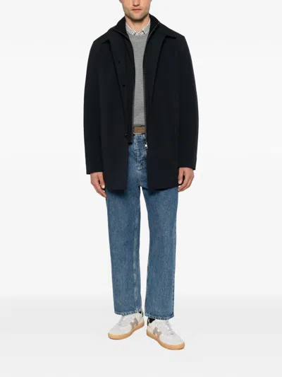 Duno Layered Button-fastening Coat In Blue