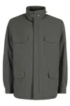 Duno Military Green Field Jacket With High Collar In Green