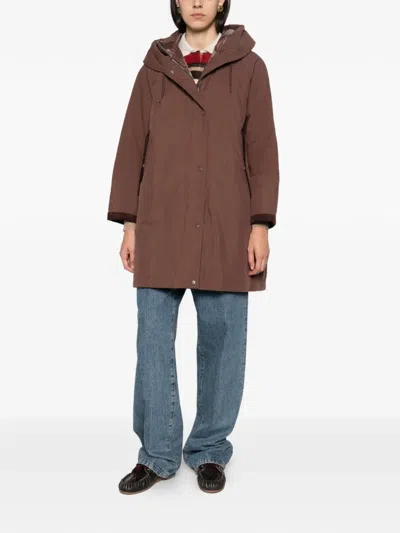 Duno Nako Hooded Quilted-lining Parka Coat In Brown