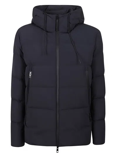 Duno Packable Down Jacket With Neoprene Details And Reflective Inserts In Blue