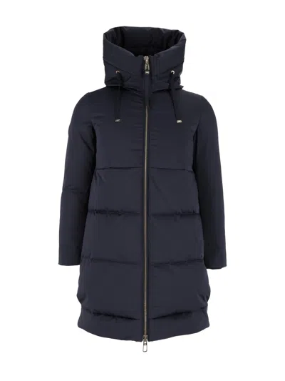 Duno Padded Down Jacket With High Collar And Quilted Design In Blue