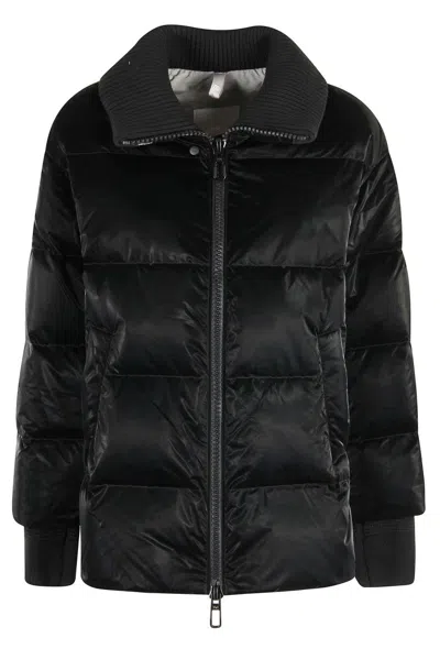 Duno Padded Short Jacket With Ribbed Collar And Glossy Finish In Black