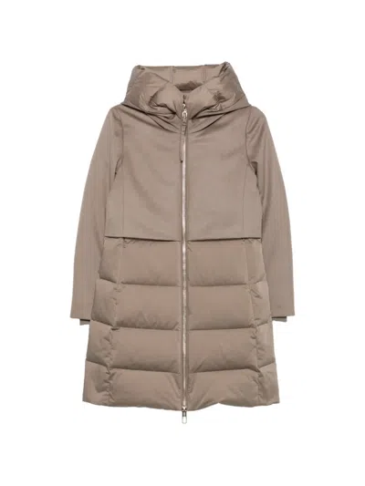 Duno Padded-panel Hooded Coat In Brown