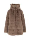Duno Plush Quilted Down Coat In Brown