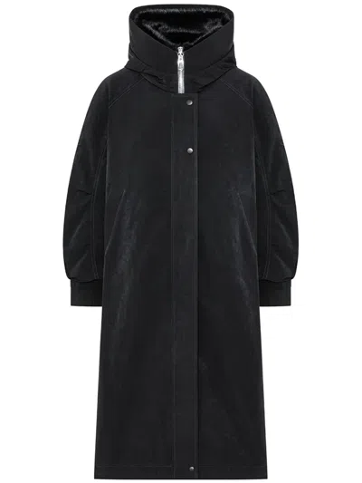 Duno Puffed Sleeve Oversized Coat In Black