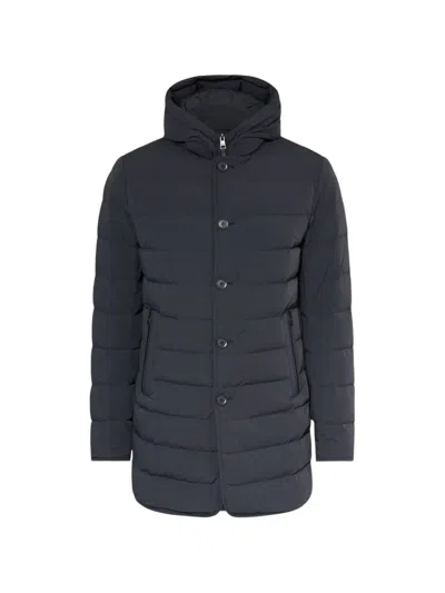 Duno Quilted Hooded Coat In Blue