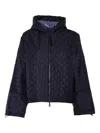 Duno Quilted Black Jacket With Hood In Blue