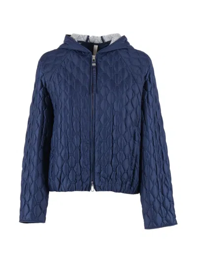 Duno Quilted Hooded Jacket In Blue