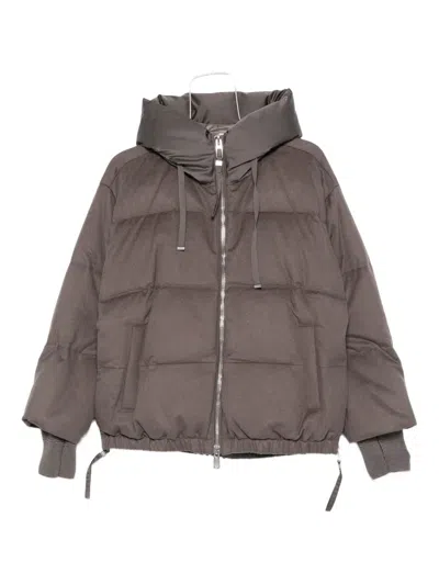 Duno Quilted Hooded Jacket In Brown