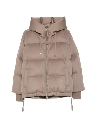 Duno Quilted Hooded Jacket In Brown