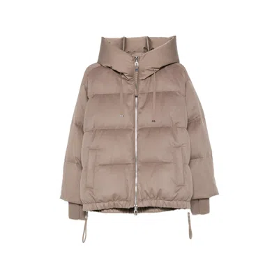 Duno Quilted Hooded Jacket In Brown