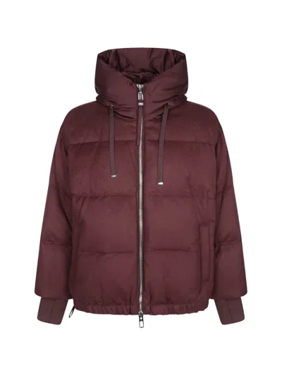 Duno Quilted Hooded Jacket In Burgundy