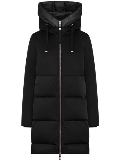 Duno Quilted Long Hooded Padded Jacket In Black