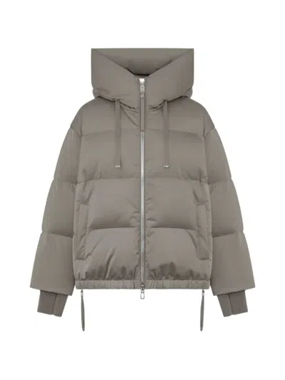 Duno Quilted Puffer Jacket  With Hood In Gray