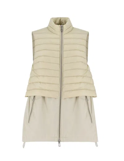 Duno Quilted Waistcoat With Adjustable Stand-up Collar In Burgundy