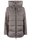 Duno Short Bi-material Puffer Parka With Adjustable Hood In Gray