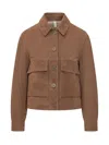 Duno Short Mini Jacket With Pocket Detail And Button Accents In Brown