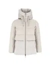 Duno Padded Quilted Jacket With High Collar And Hood In White