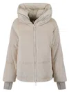 Duno Short Puffer Jacket In Ribbed Cotton Velvet With Detachable Hood In Multi