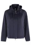Duno Short Technical Jacket With Adjustable Hood In Blue