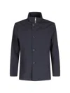 Duno Solus Button Zip Jacket In Blue
