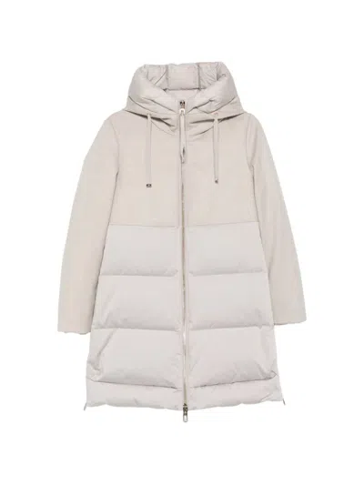 Duno Talia Quilted Coat With Hood In Neutral