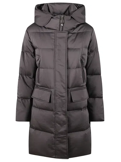 Duno Technical Satin Down Jacket With Adjustable Hood And Ribbed Cuffs In Purple