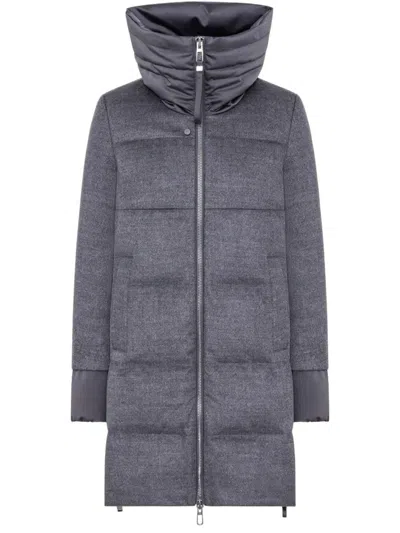 Duno Technical Wool Down Jacket With Adjustable Crater Collar In Gray