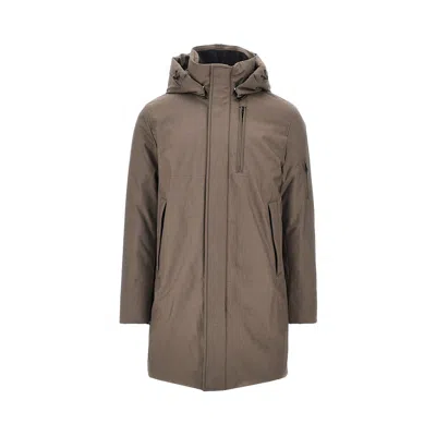 Duno Viscose-blend Twill Geyser Down Jacket In Brown