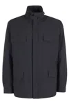 Duno Water-repellent Microfiber Field Jacket With High Collar In Blue