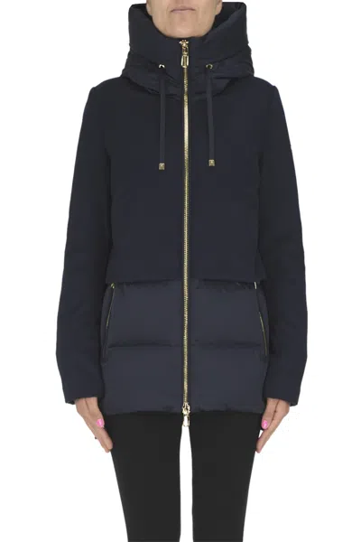 Duno Wool-blend Cloth Inserts Down Jacket In Blue