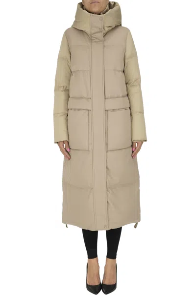 Duno Wool-blend Cloth Inserts Down Jacket In Neutral