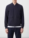 Duno Wool-blend Bomber Jacket With Bomber Collar And Patch Pockets In Blue