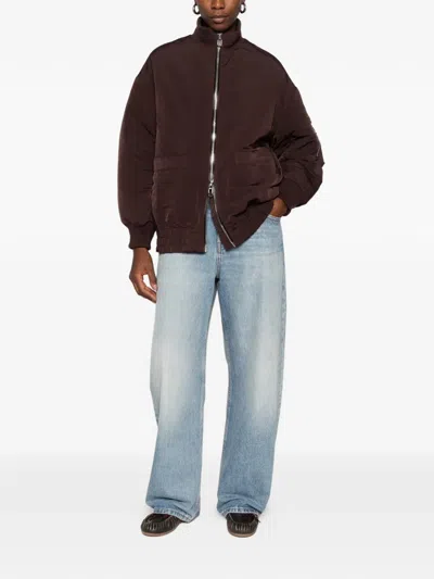 Duno Bomber Jacket With Zip In Brown